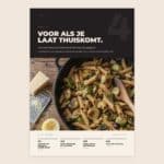 Pagina uit het boek: Voor als je laat thuiskomt, met pasta met geblakerde spruitjes